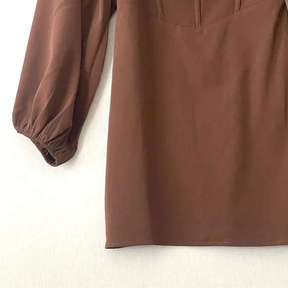 Princess Polly Lillie Long Sleeve Mini Dress Brown NWT - Picture 6 of 14